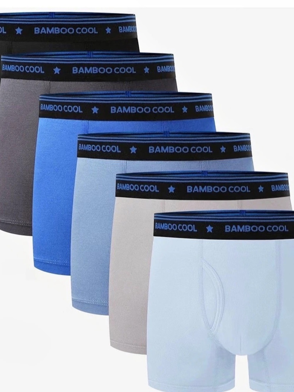 Bamboo Cool Boys' Boxer Briefs 6-Pack Bamboo Size Medium